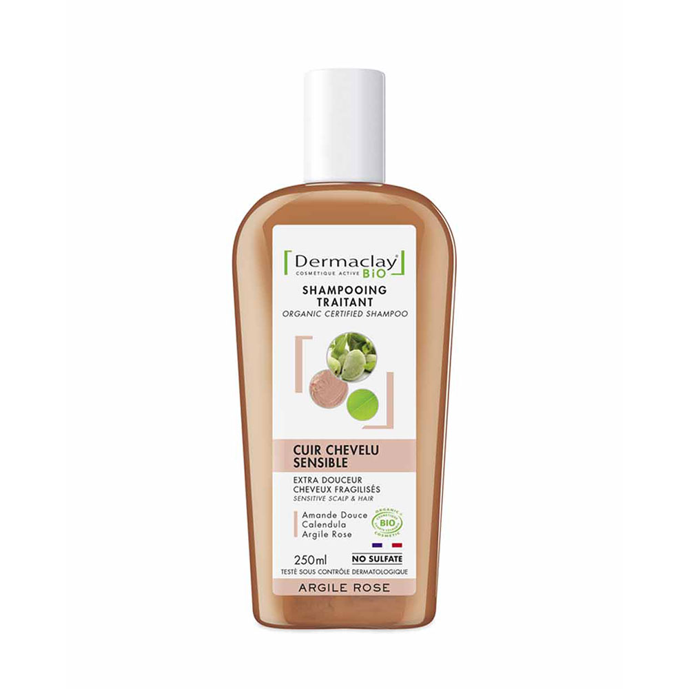 Dermaclay Shampooing Traitant Bio Cuir chevelu sensible Argile Rose 250ml