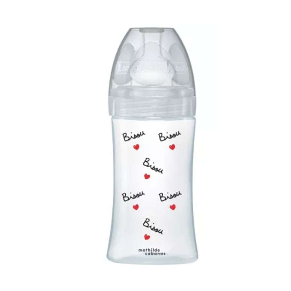Dodie Sensation+ Biberon tétine plate débit 2 Anti Colique 0-6 Mois 270ml collection Mathilde Cabanas