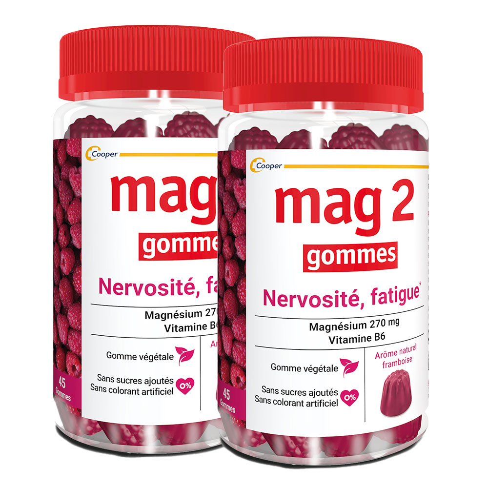 Mag 2 Magnesium + Vitamine B6 Framboise 2x45 Gummies