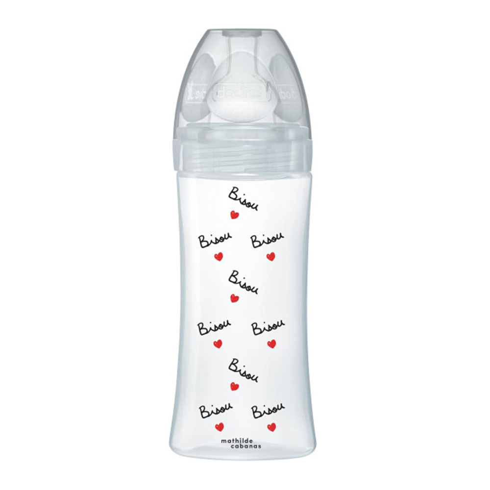 Dodie Sensation+ Biberon tétine plate débit 2 Anti Colique 0-6 Mois 330ml collection Mathilde Cabanas