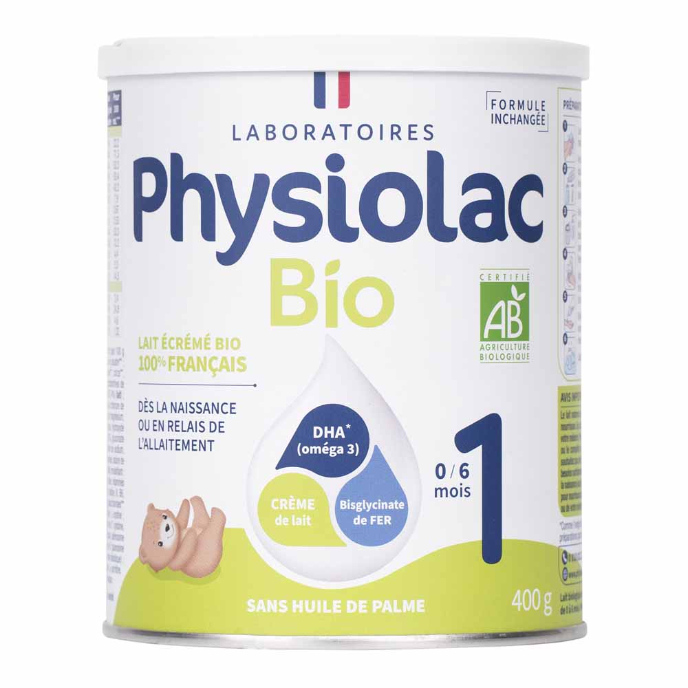Physiolac Lait en Poudre 1 Bio Dès La Naissance 0 à 6 mois 400g