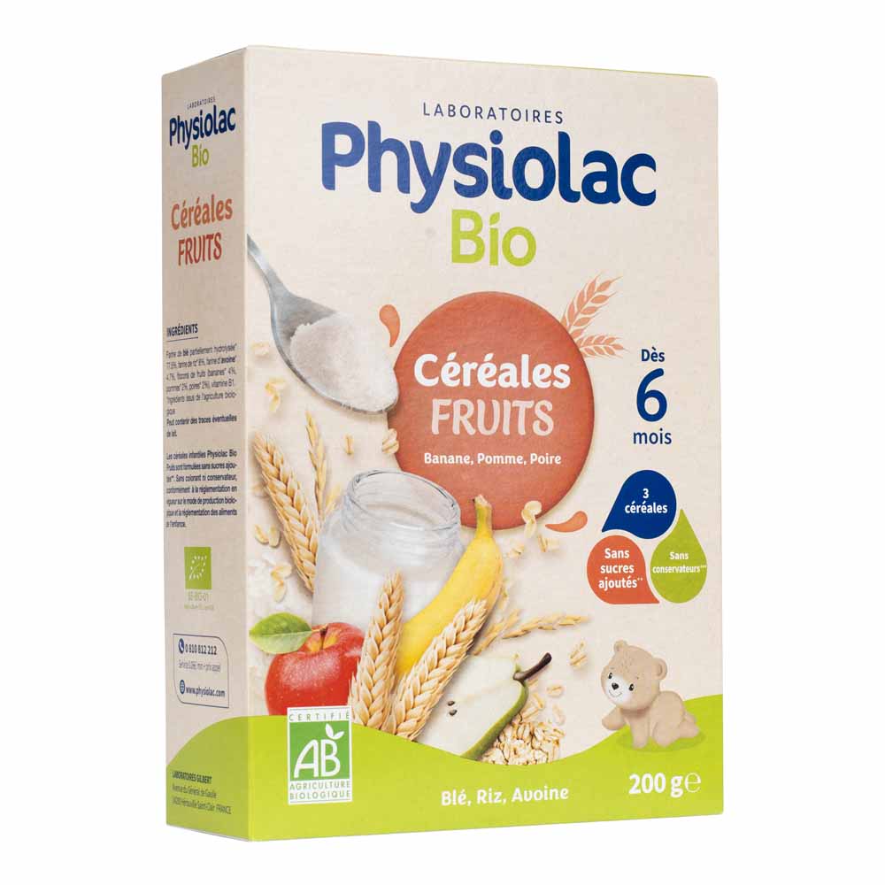 Physiolac Cereales Fruits Banane Pomme Poire Bio Des 6 Mois 200g