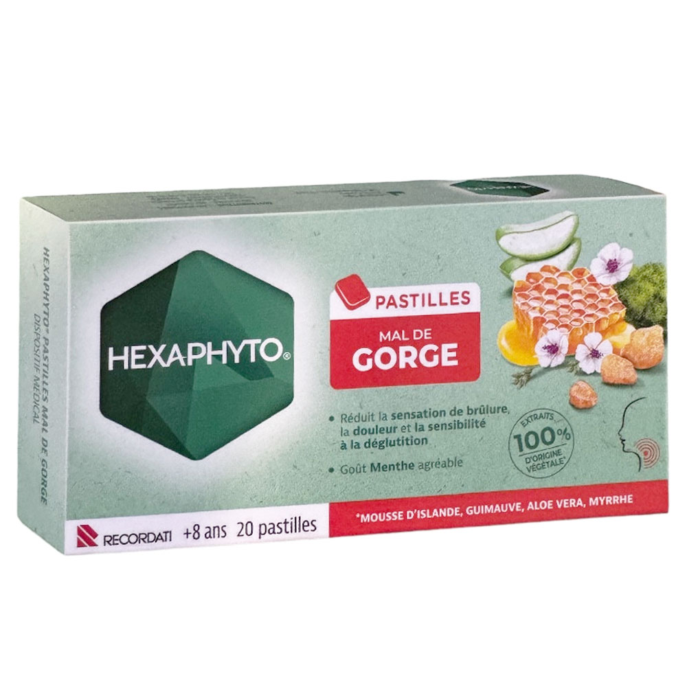 Hexaphyto Pastilles Mal de gorge Goût Menthe x20