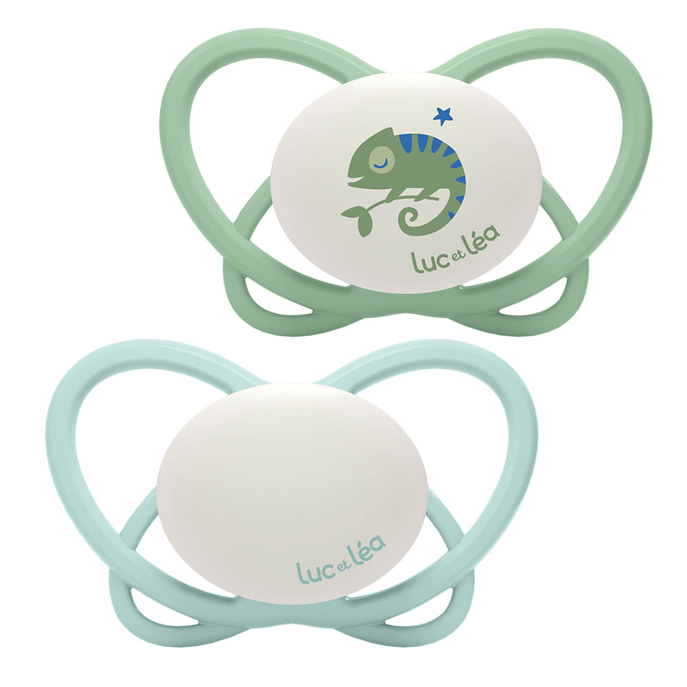 Luc Et Lea Sucettes Physiologiques Silicones sans anneaux Nuit 18 mois et plus x2