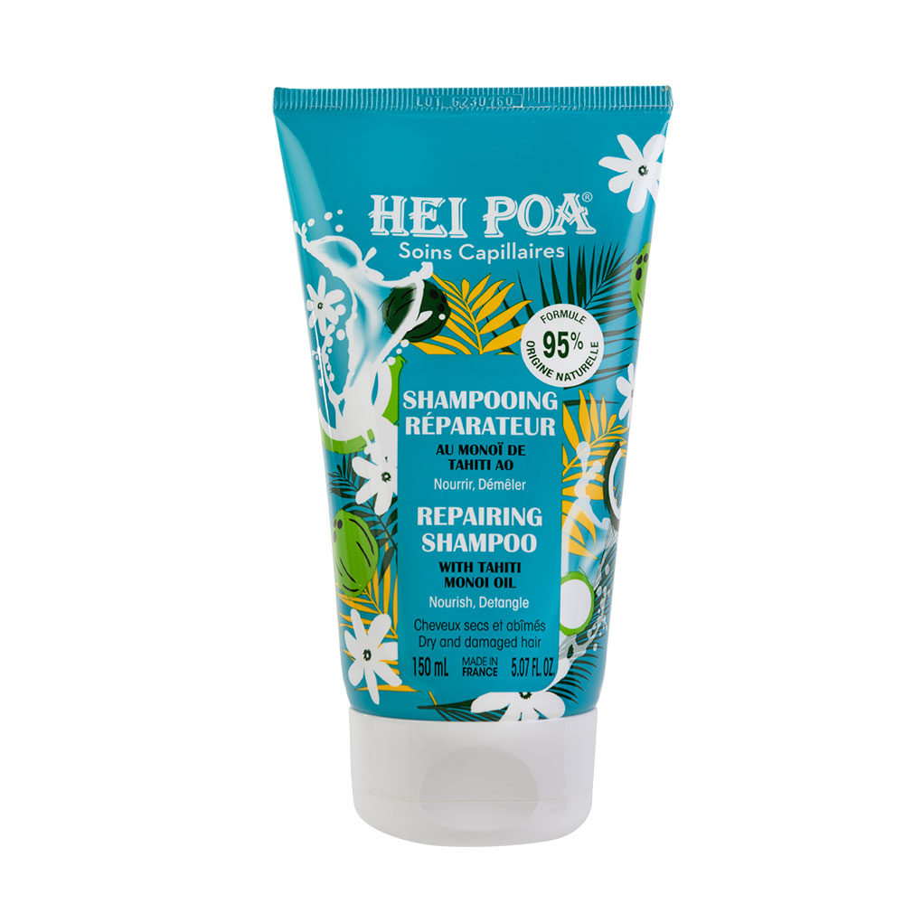 Hei Poa Soins Capillaires Shampooing Réparateur Monoï De Tahiti Cheveux Secs Et Abîmés 150ml