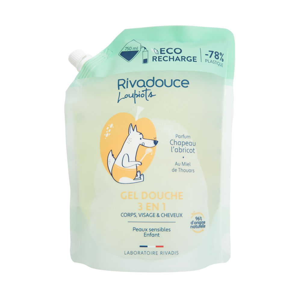 Rivadouce Loupiots Recharge Gel Douche 3en1 Enfants Corps et Cheveux 750ml