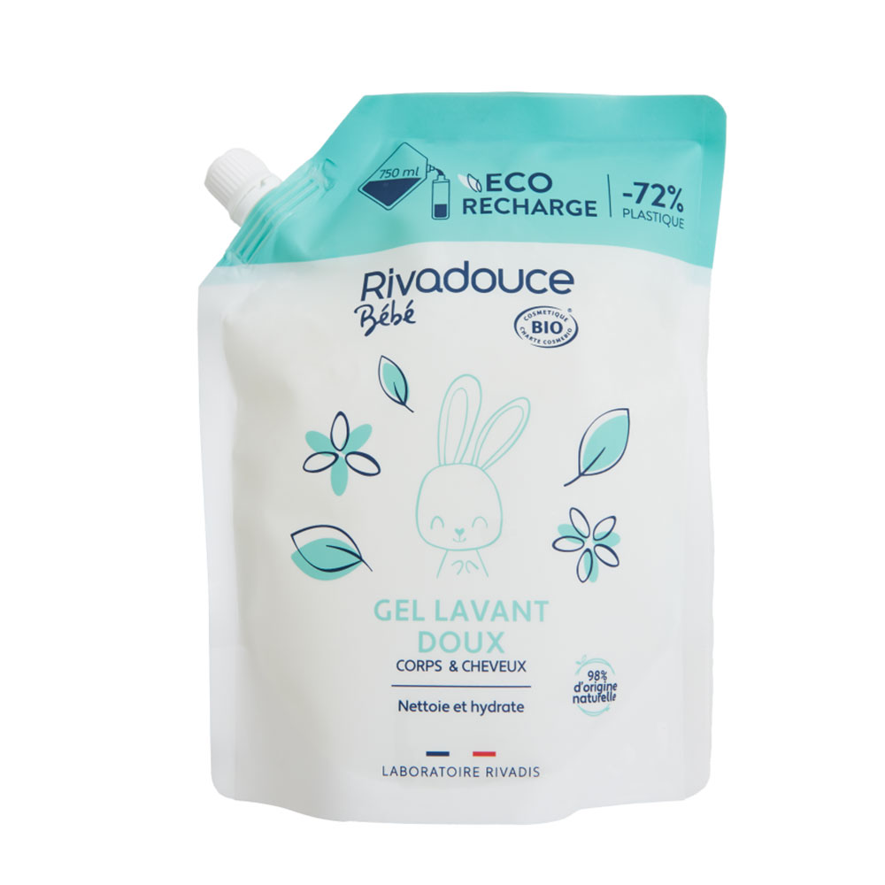 Rivadouce Bébé Recharge Gel Lavant Doux Bio Corps et cheveux 750ml