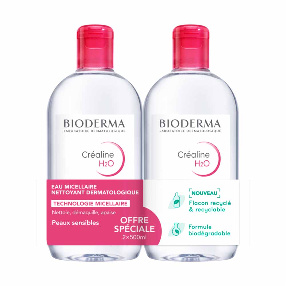 Eau Micellaire 2x500ml Crealine H2O Sans parfum Bioderma