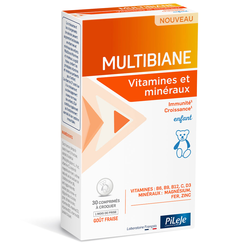 Pileje Multibiane Vitamines et Minéraux Enfants 30 comprimés à croquer