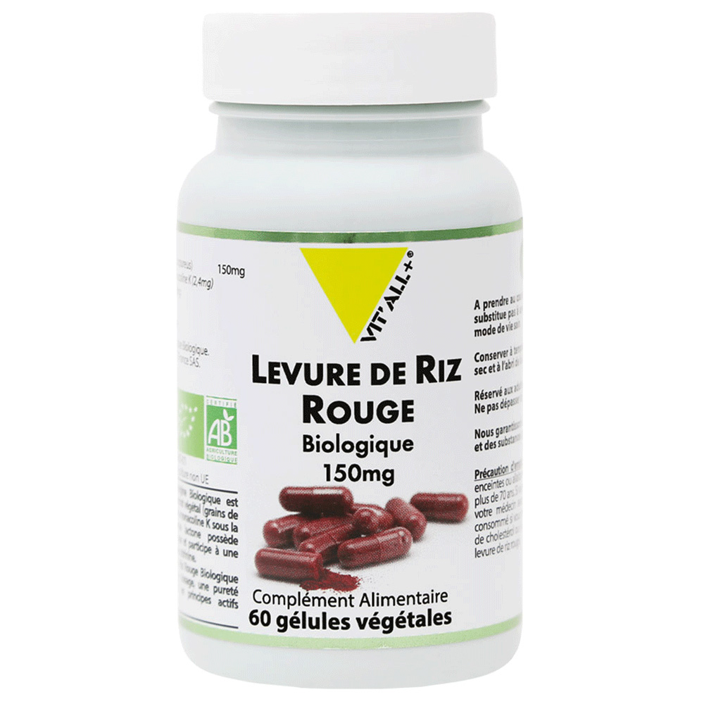 Vit'All+ Levure De Riz Rouge Bio 150mg 60 gélules