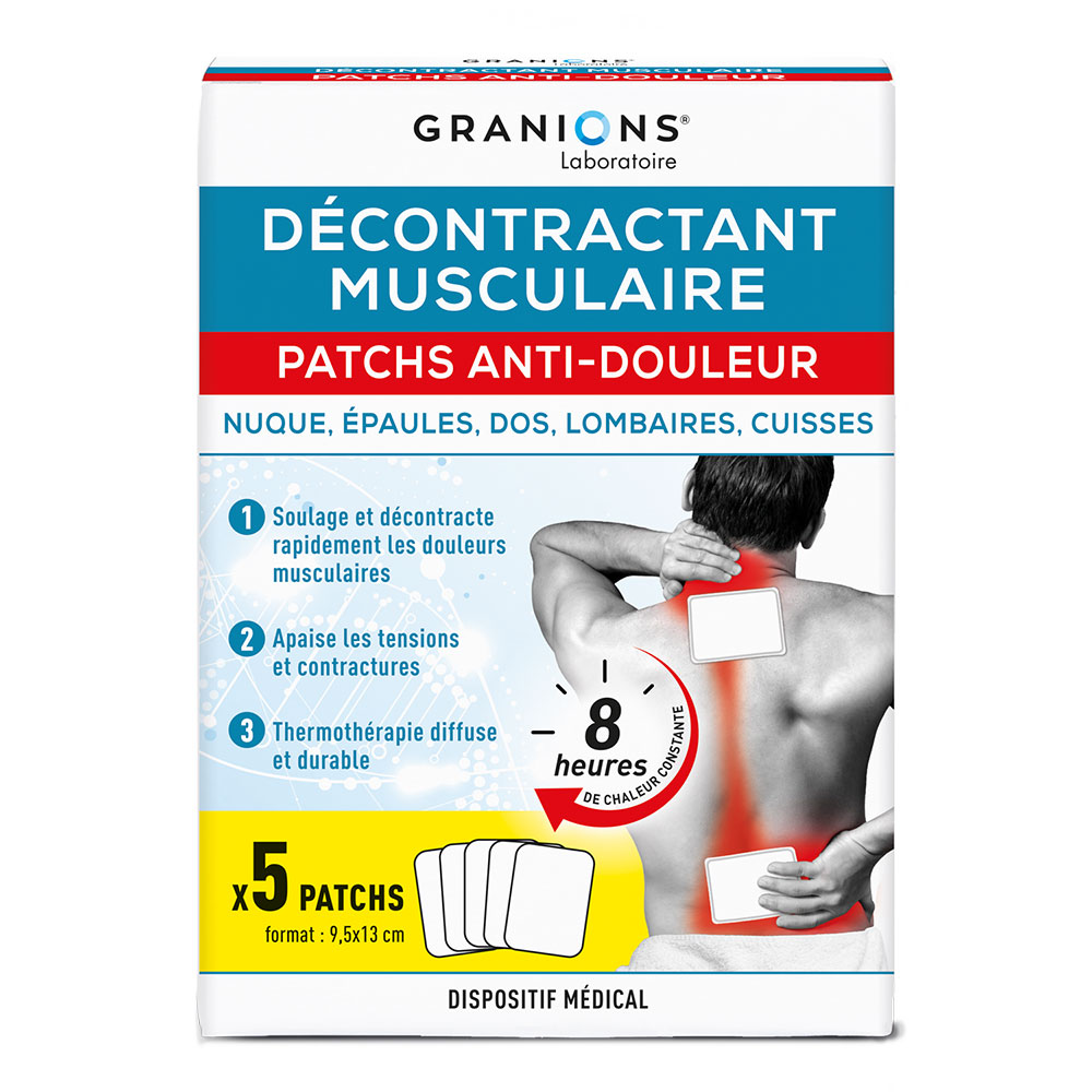 Granions Décontractant musculaire Patchs Anti-Douleur Thermothérapie x5