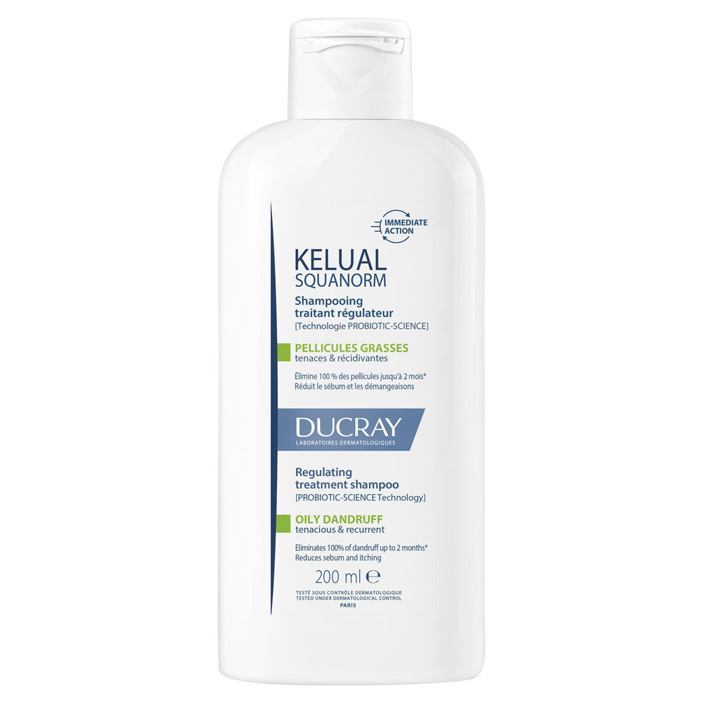 Ducray Kelual Squanorm Shampooing Traitant Régulateur Pellicules Grasses 200ml