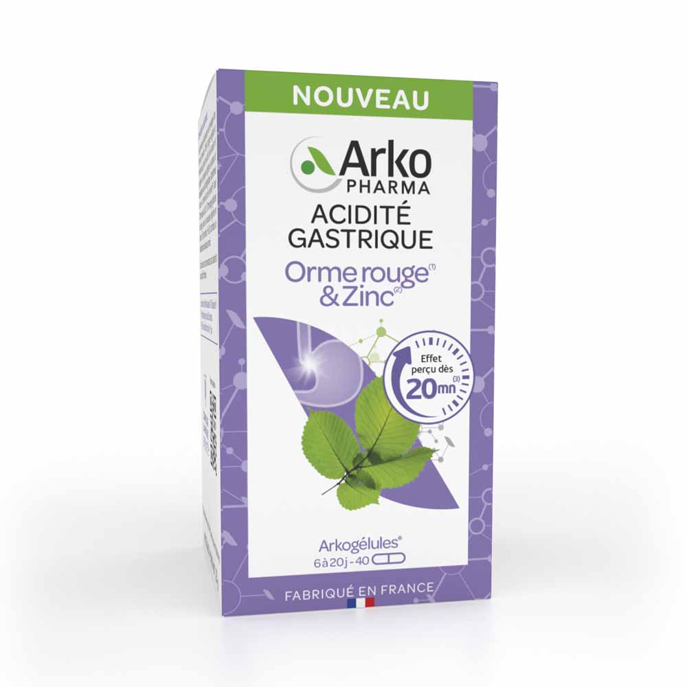 Arkopharma Arkogélules Acidité Gastrique Orme rouge & Zinc 40 Gélules