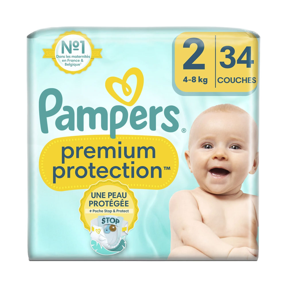 Couches Taille 2 x30 Premium 4-8kg Pampers