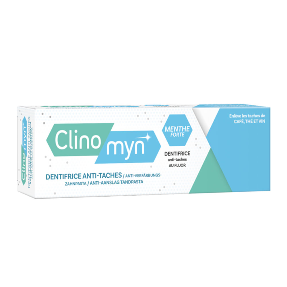Clinomyn Dentifrice Gel Anti-taches Menthe Forte Café thé et vin 75ml