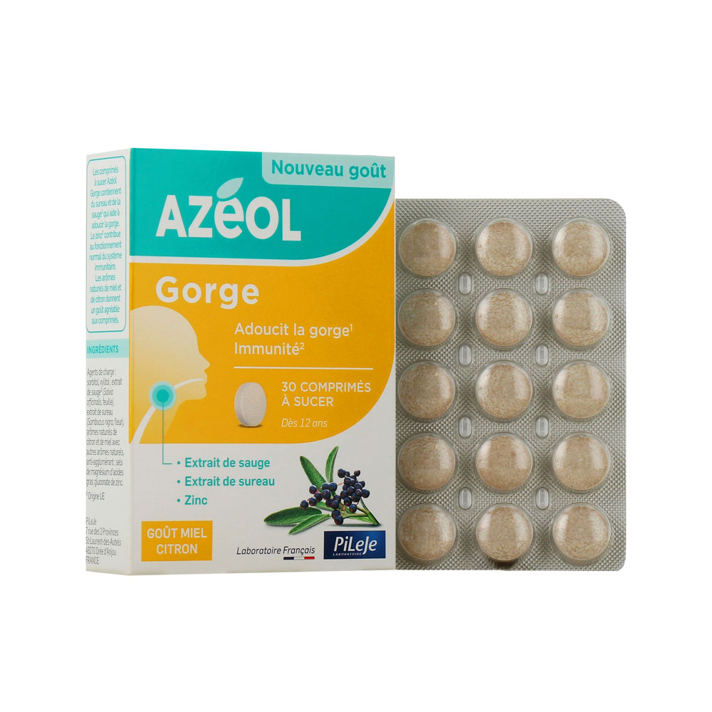 Pileje Azéol Comprimés A Sucer Goût Miel Citron x30