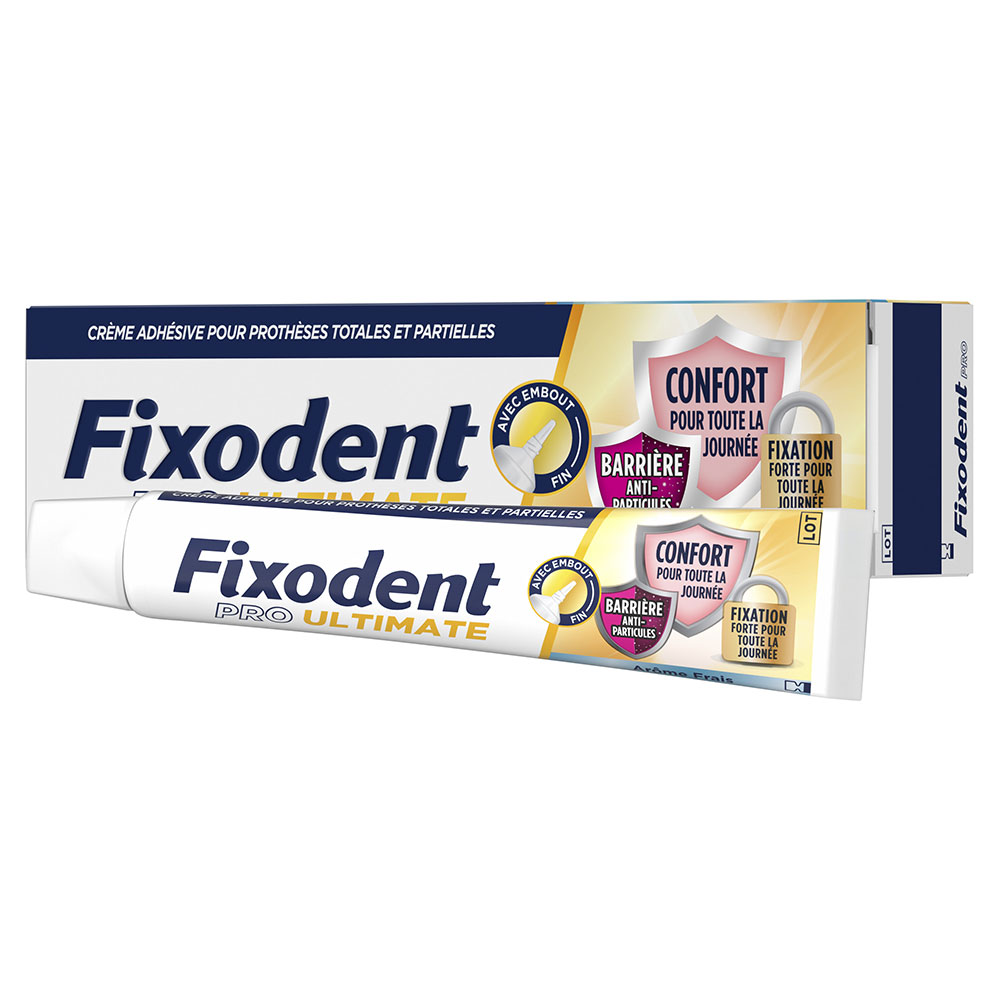 Fixodent Pro Ultimate Créme Adhésive pour Prothèses Totales & Partielles Fraîcheur 40g