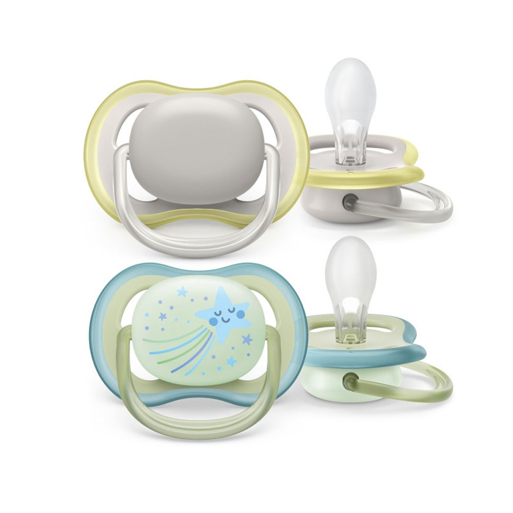 Avent Ultra-Air Sucettes symétriques silicone Nuit 0 à 6 Mois x2