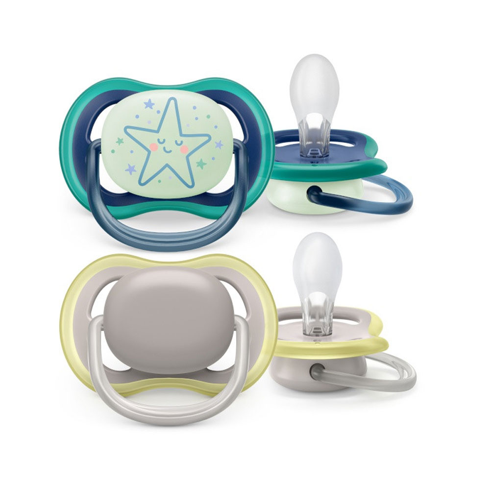 Avent Ultra-Air Sucettes symétriques silicone Nuit 6 à 18 Mois x2