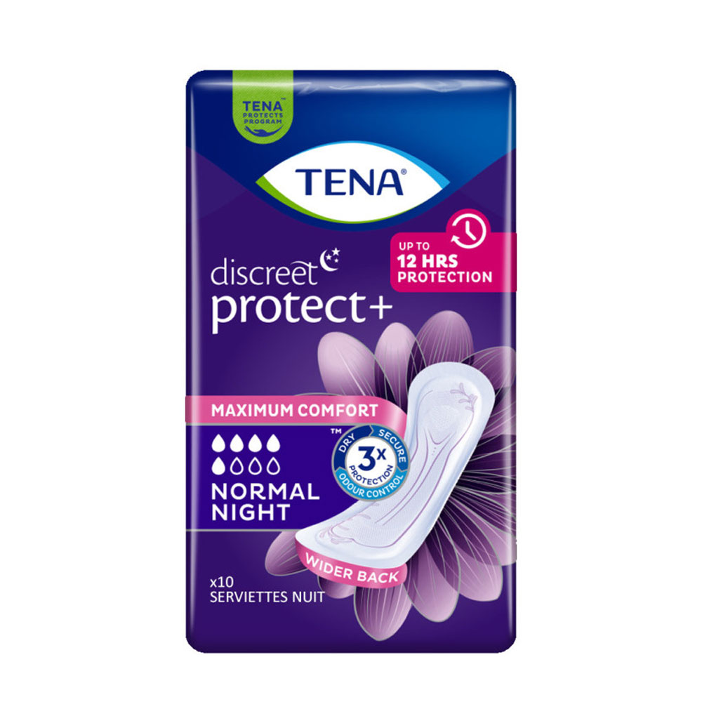 Serviettes pour Fuites Urinaires x10 Discreet Normal Night Tena