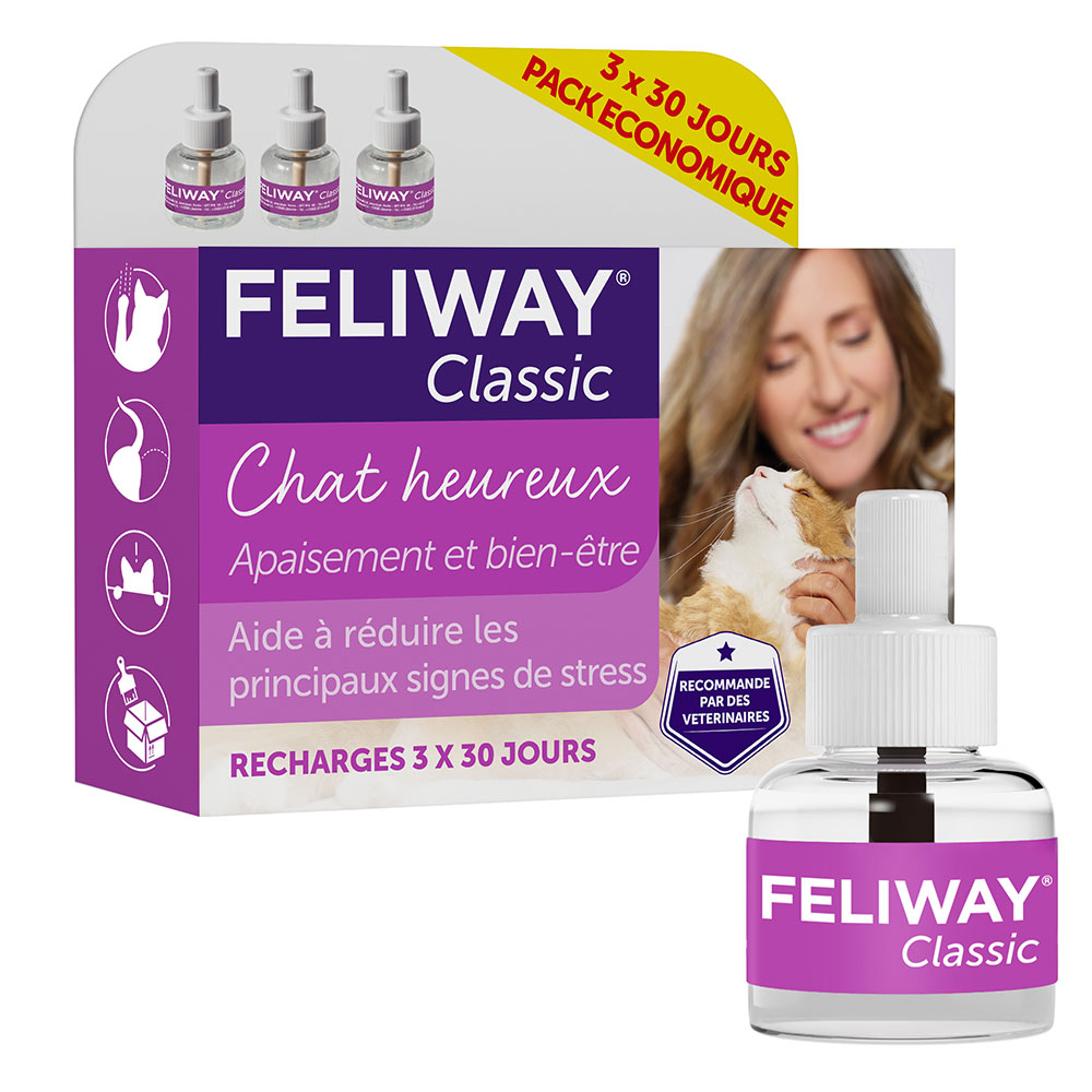 Feliway Classic Recharges pour Diffuseur Anti-stress Chat 3x48ml