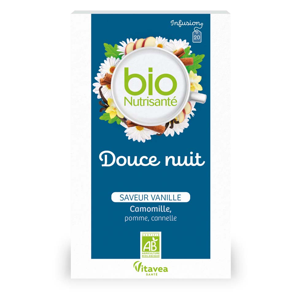 Vitavea Santé BioNutrisanté Infusion Bio Douce Nuit Saveur Vanille 20 Sachets