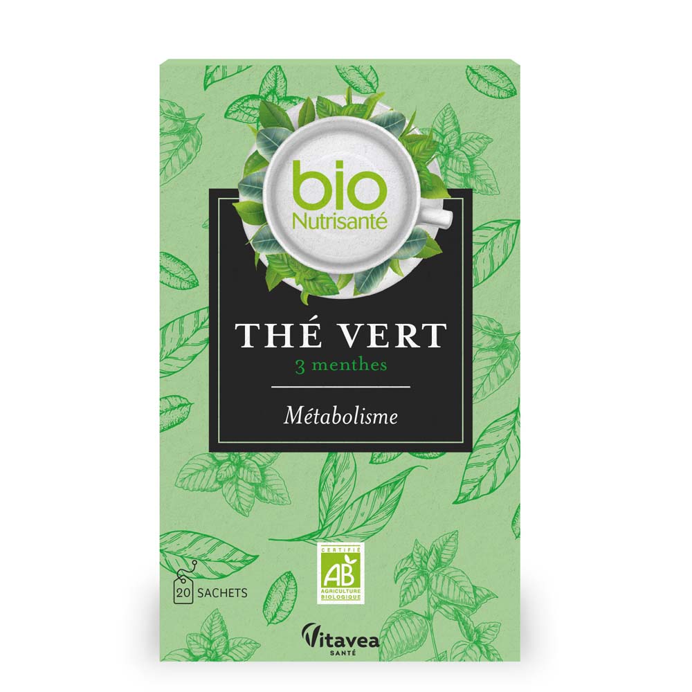 Vitavea Santé BioNutrisanté Thé Vert 3 Menthes Métabolisme 20 Sachets