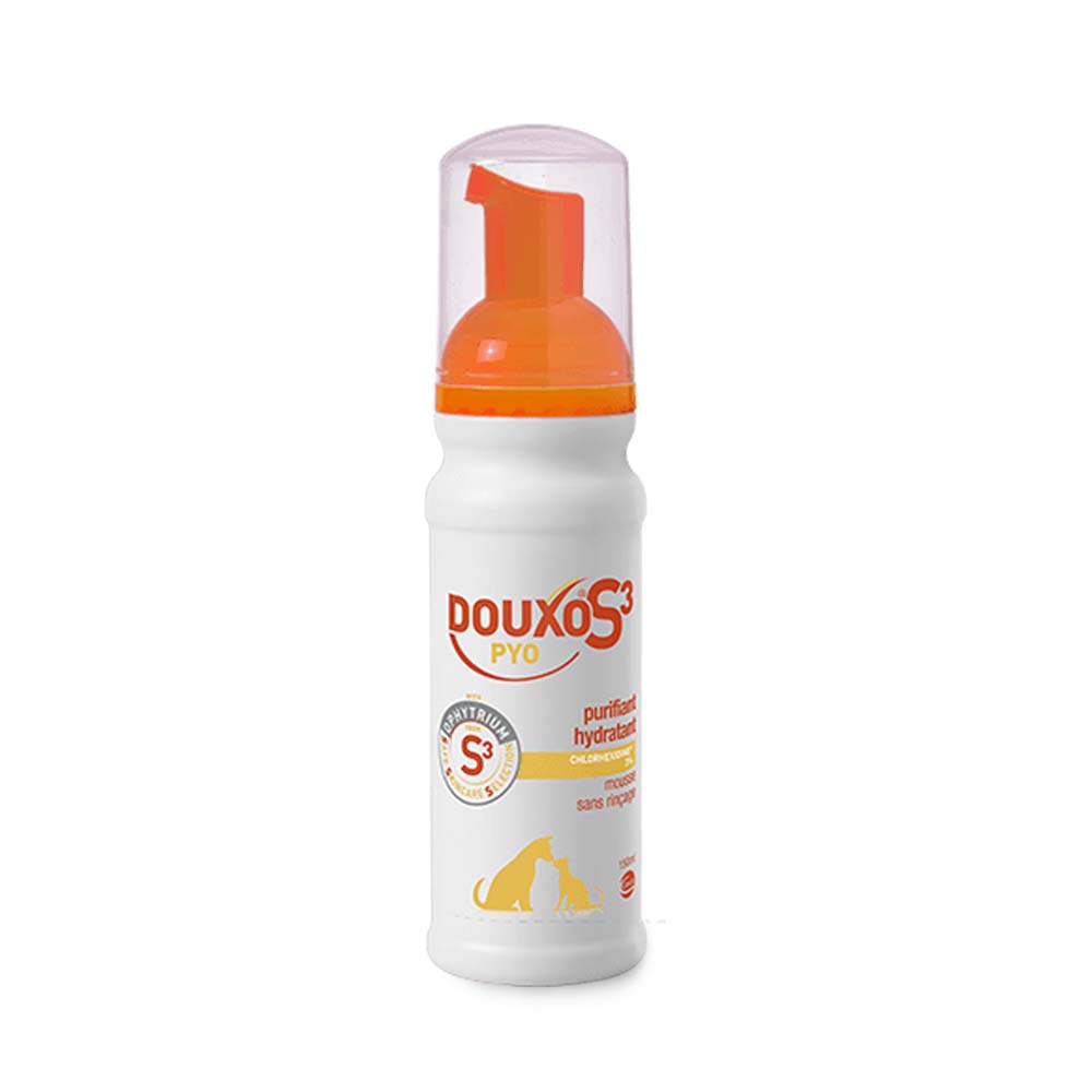 Douxo Mousse Sans Rinçage Purifiante et Hydratante S3 Pyo Chlorexidine 3% Parfum Coco-Vanille 150ml