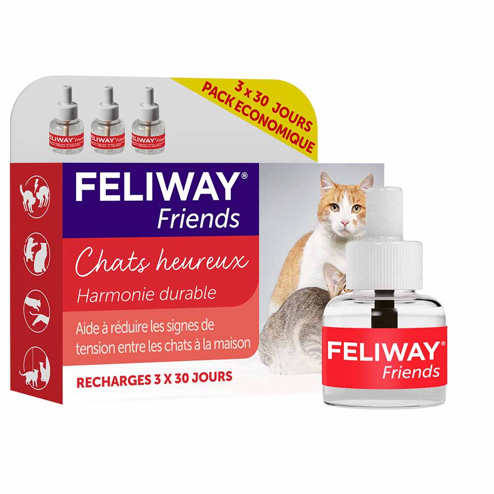 Feliway Friends Recharges pour Diffuseur Gestion des conflits entre Chats 3x48ml