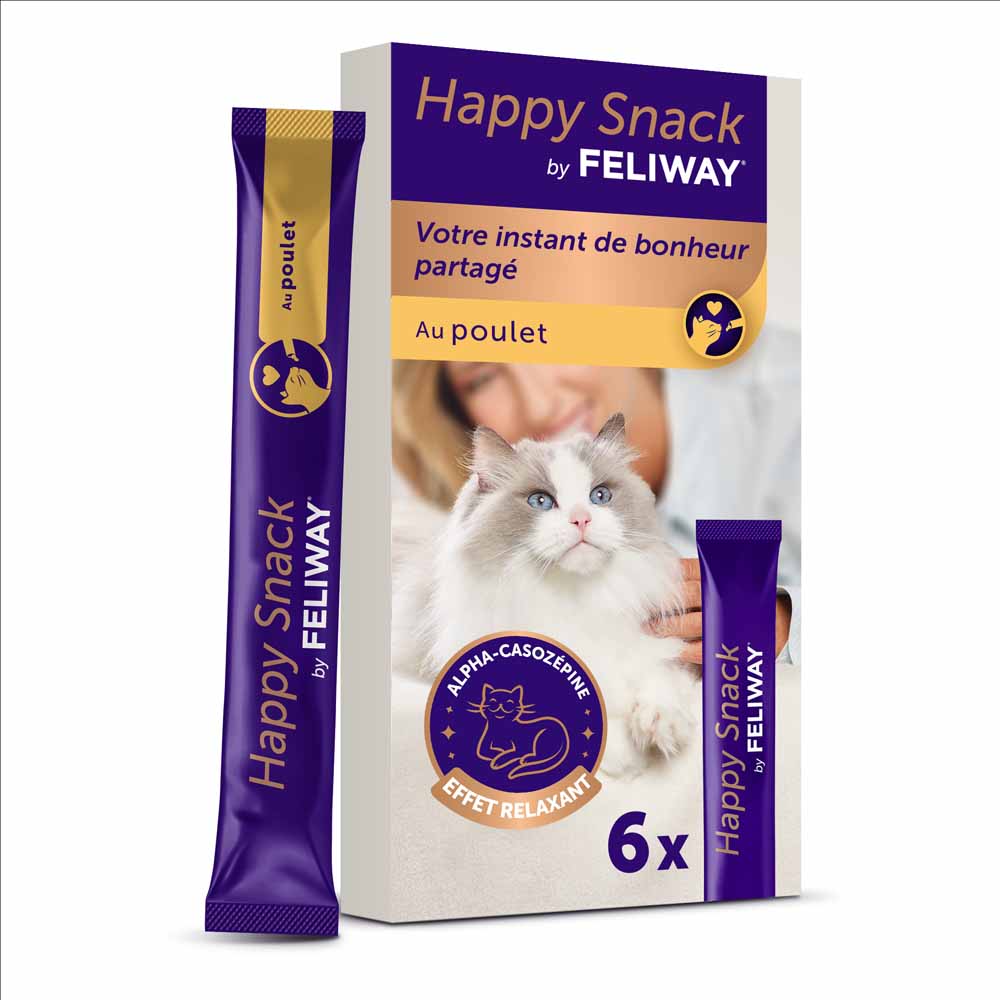 Feliway Happy Snack Au poulet Effet Relaxant Chat 6 Sticks de 15g