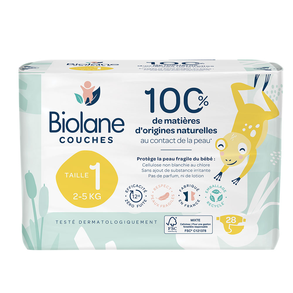 Biolane Naturelles Couches Taille 1 2 à 5kg x28