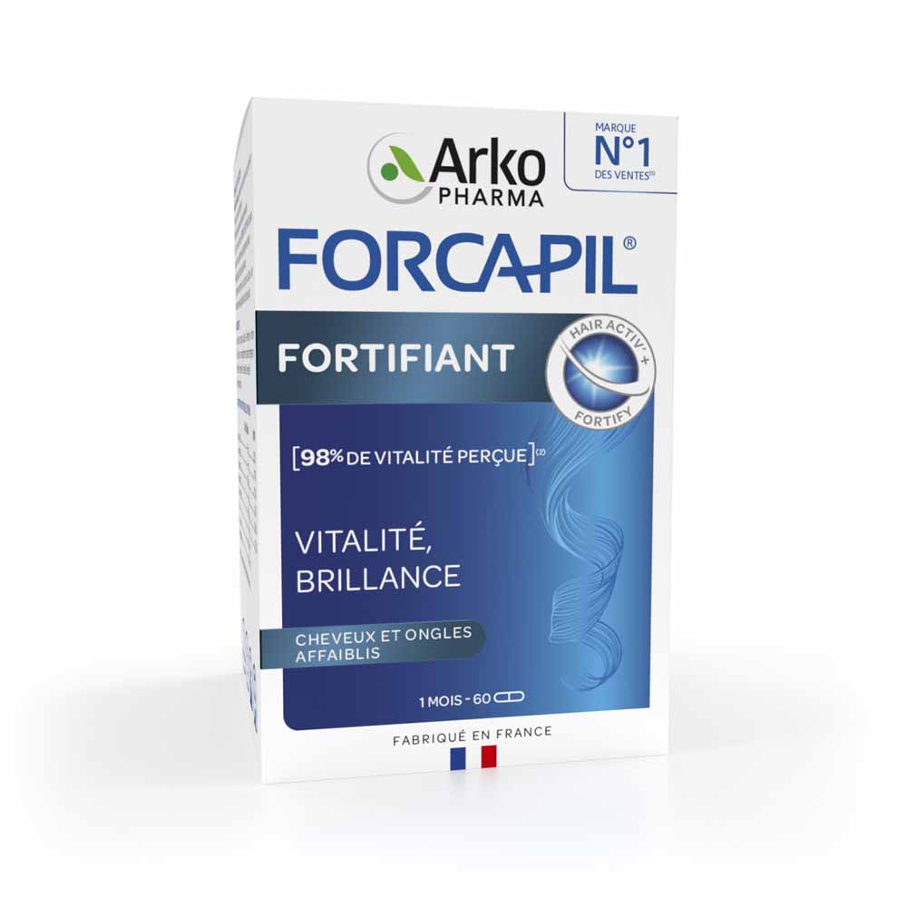 Arkopharma Forcapil Fortifiant Vitalité, Brillance Cheveux et Ongles Affaiblis 60 gélules