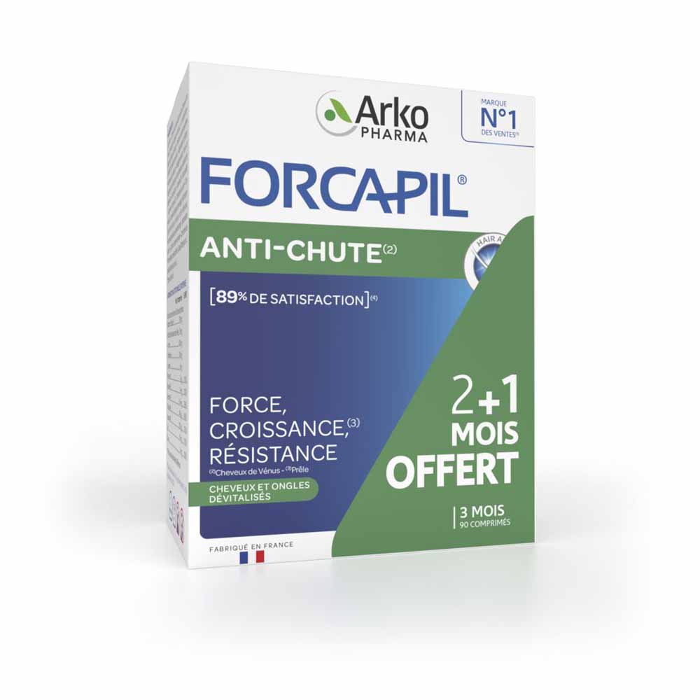 Arkopharma Forcapil Anti-Chute Force Croissance Résistance Cheveux et Ongles Dévitalisés 90 Comprimés
