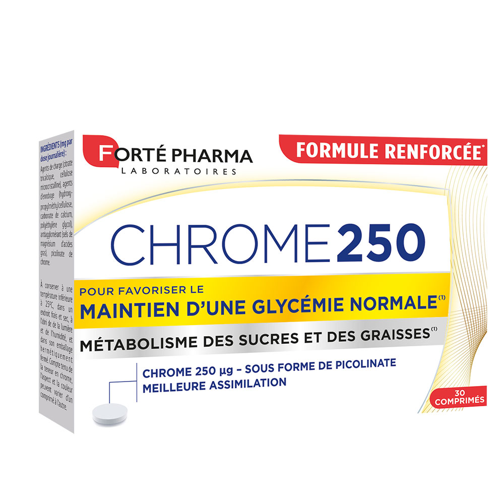 Forté Pharma Chrome 250 Maintien d'une Glycémie Normale 30 comprimés