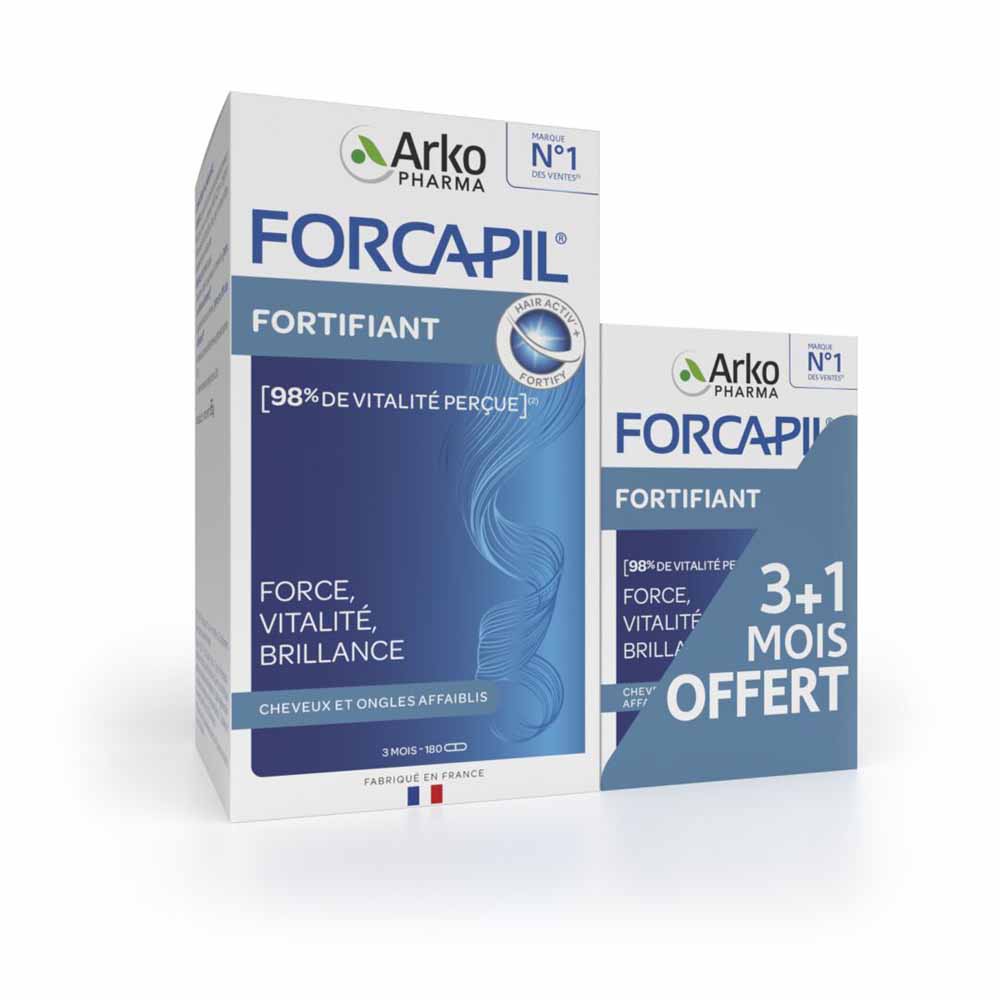 Arkopharma Forcapil Fortifiant Force, Vitalité, Brillance Cheveux et Ongles Affaiblis 180 + 60 gélules
