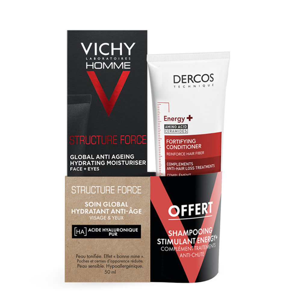 Vichy Homme Coffret Structure Force Soin Global Hydratant + Shampooing Stimulant Energy+ 100ml