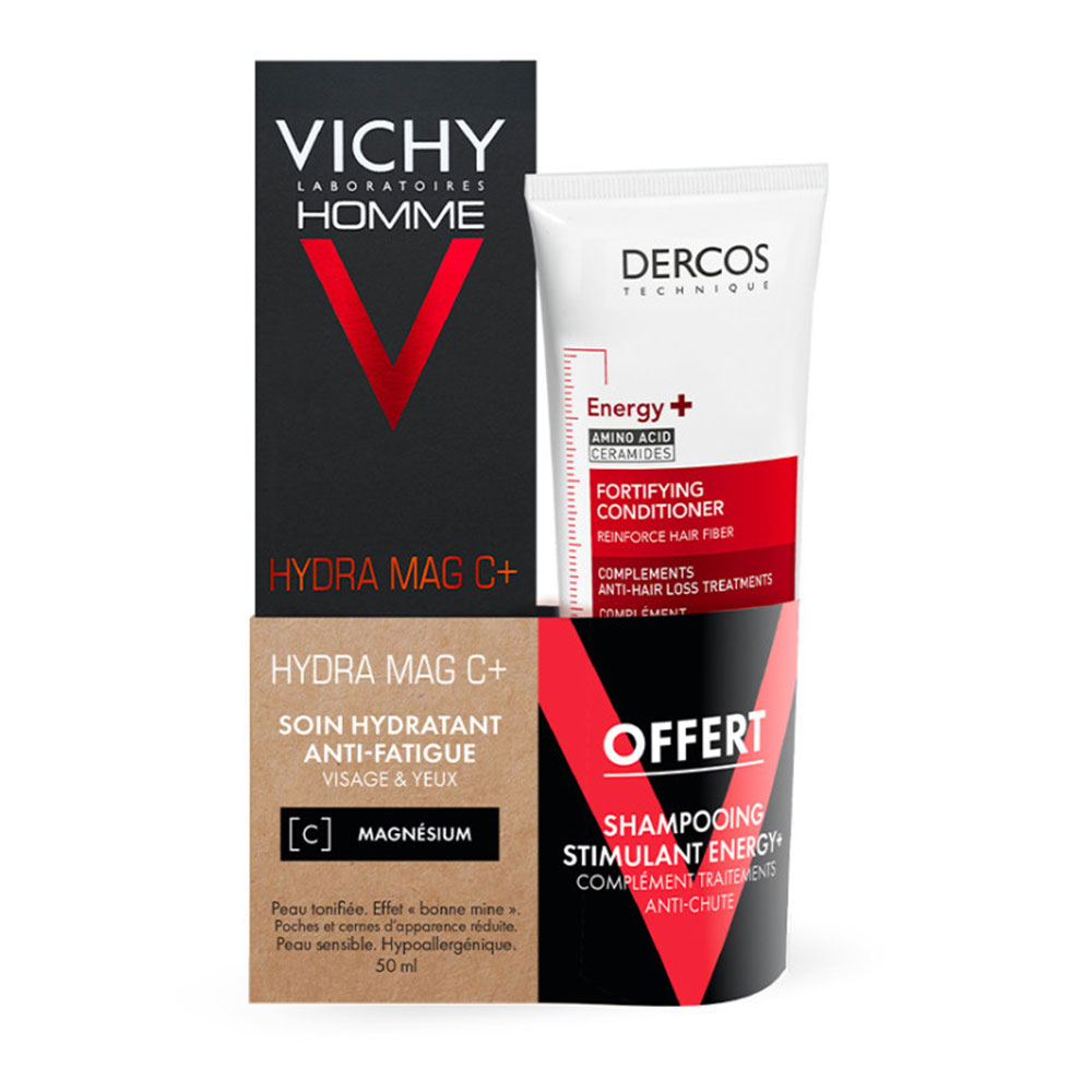 Vichy Homme Coffret Hydra Mag C+ Soin Hydratant + Shampooing Stimulant Energy+ 100ml
