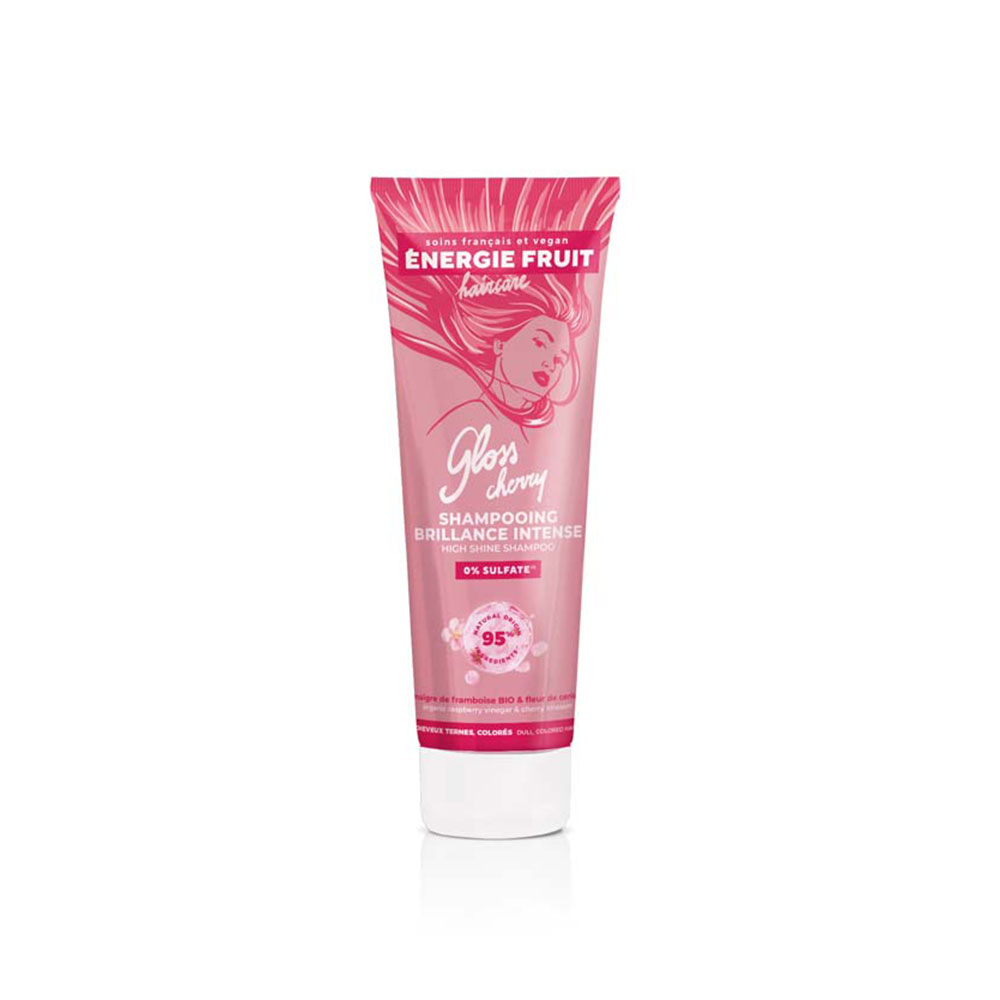 Energie Fruit Shampooing Brillance Intense Fleur de Cerisier & Vinaigre de Framboise Bio Cheveux Ternes Colorés 250ml