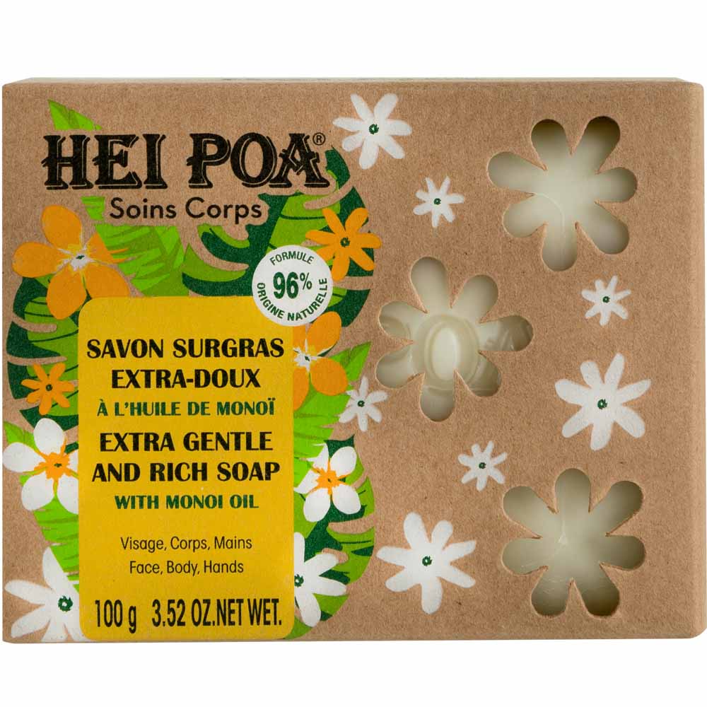 Hei Poa Soins Corps Savon Surgras A l'Huile de Monoï 100g