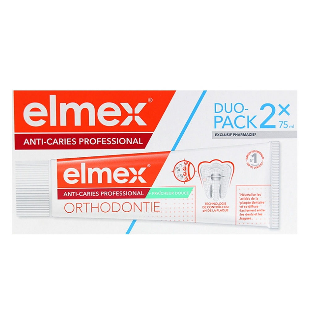 Elmex Anti-caries Professional Dentifrice Orthodontie Junior Goût Menthe 2x75ml