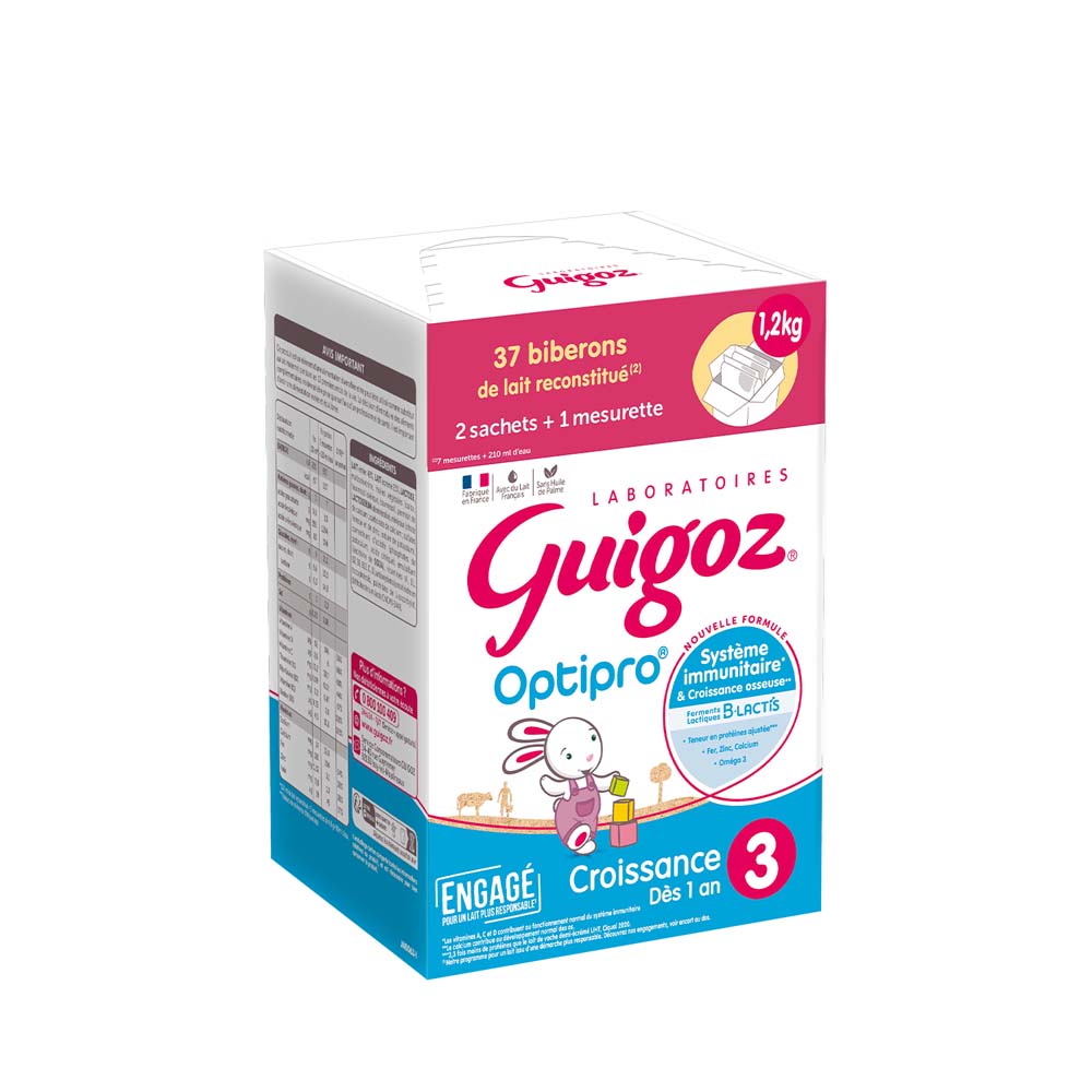Guigoz Optipro Lait En Poudre Croissance 3 Dès 1an 2x600g