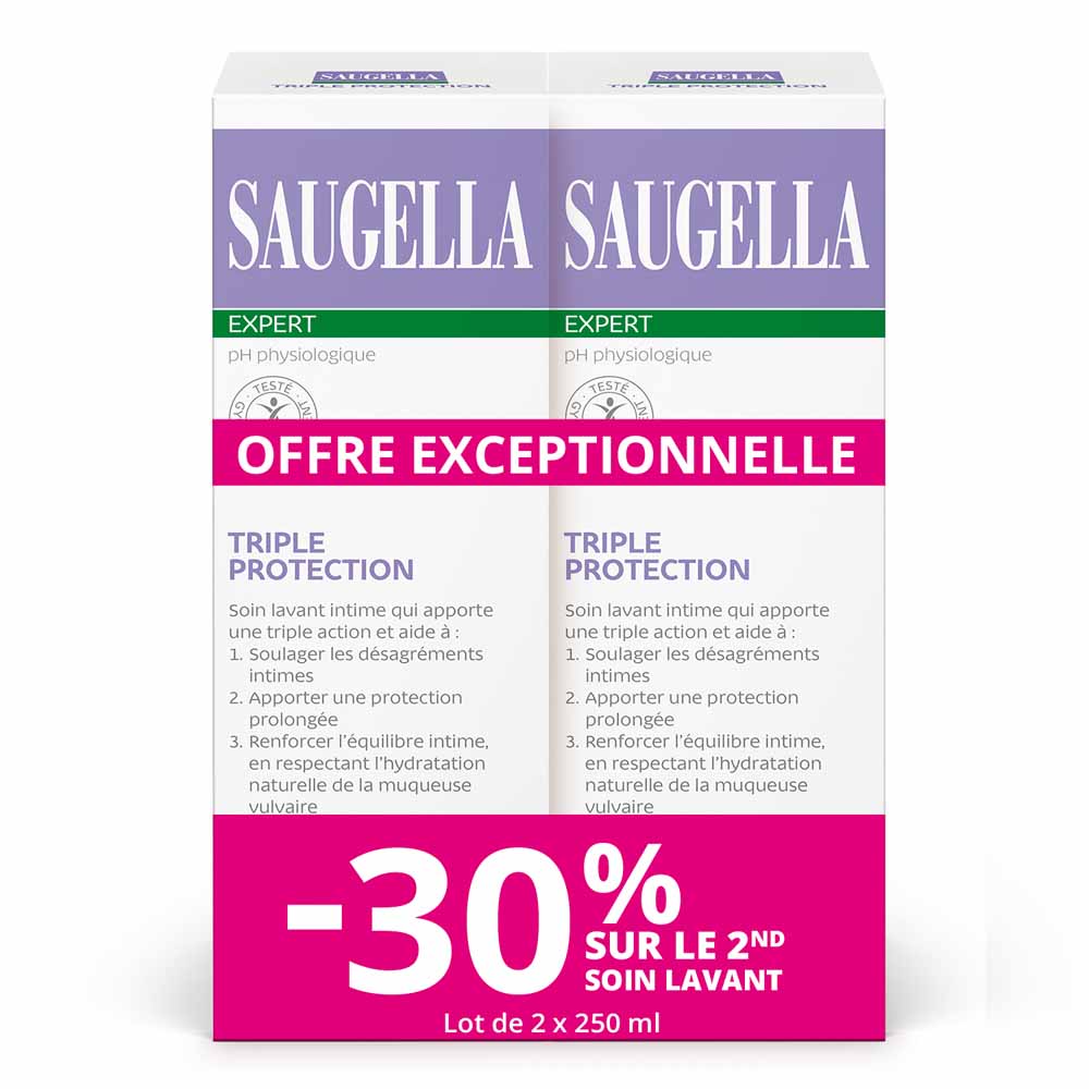 Saugella Triple Protection Soin Lavant Intime Inconforts intimes 2x250ml