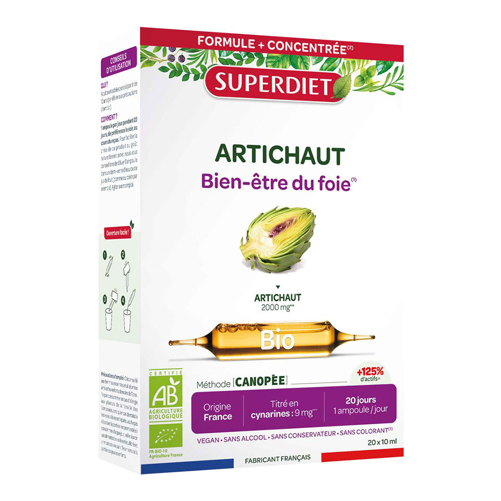 Superdiet Artichaut Bio Bien-Être Du Foie 20 Ampoules