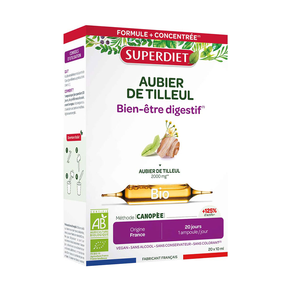 Superdiet Aubier De Tilleul Bio Bien-Être Digestif 20 Ampoules