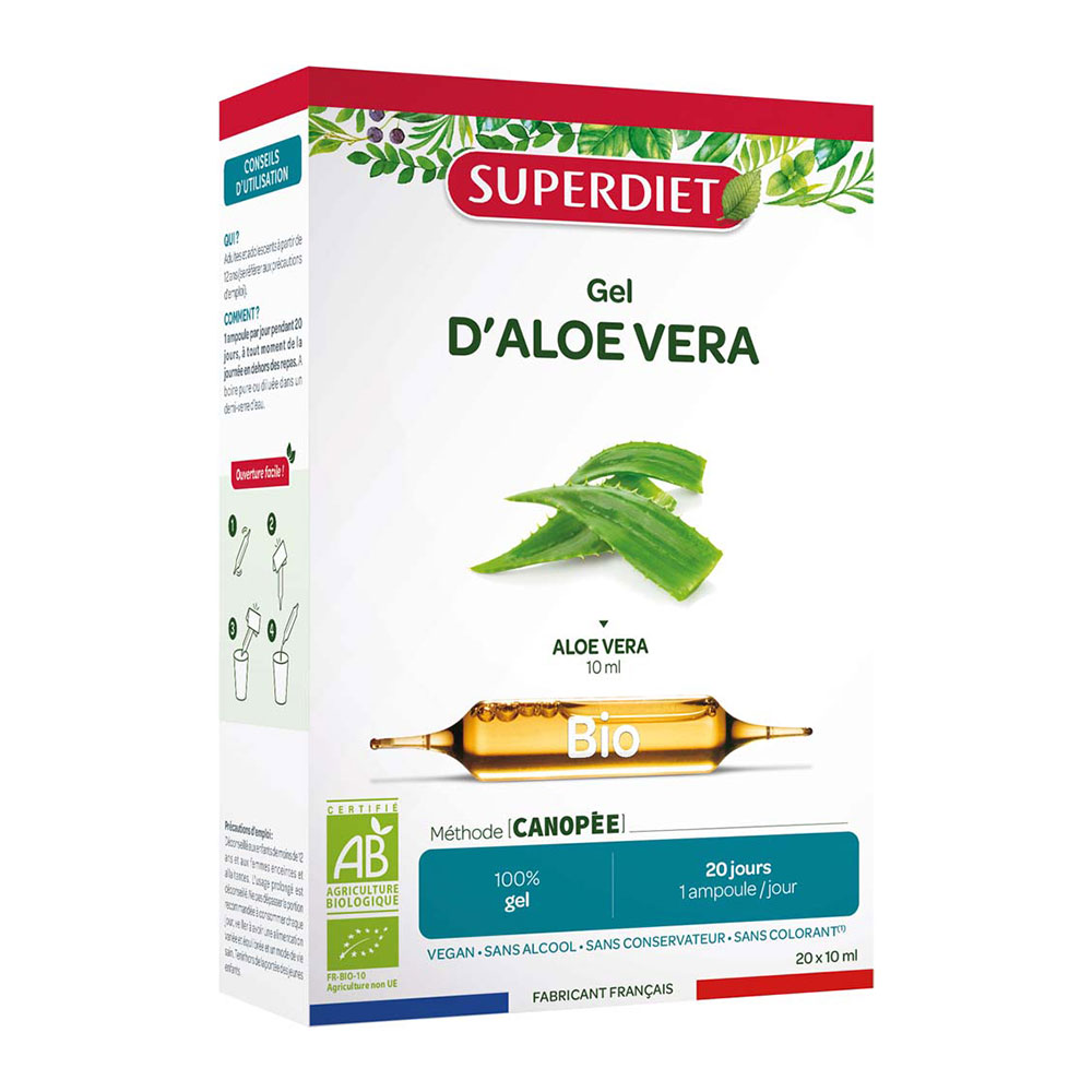 Superdiet Gel D'Aloe Vera Bio 20 Ampoules