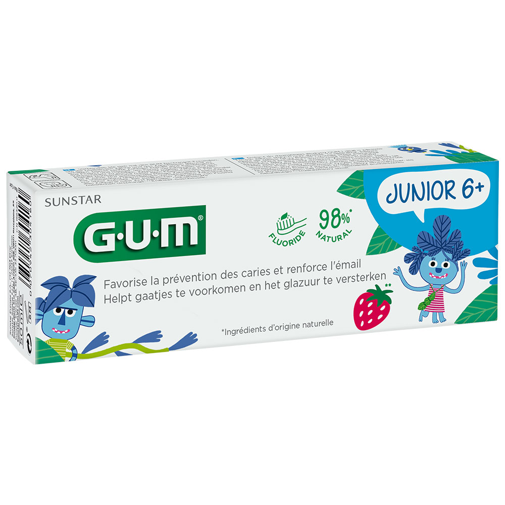 Gum Dentifrice Junior 6 ans et + Goût Fraise Avec Fluor et Isomalt 50ml