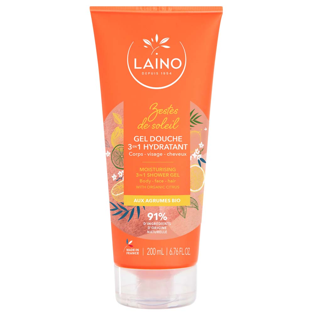 Laino Zestes de Soleil Gel Douche 3 en 1 aux agrumes Bio 200ml