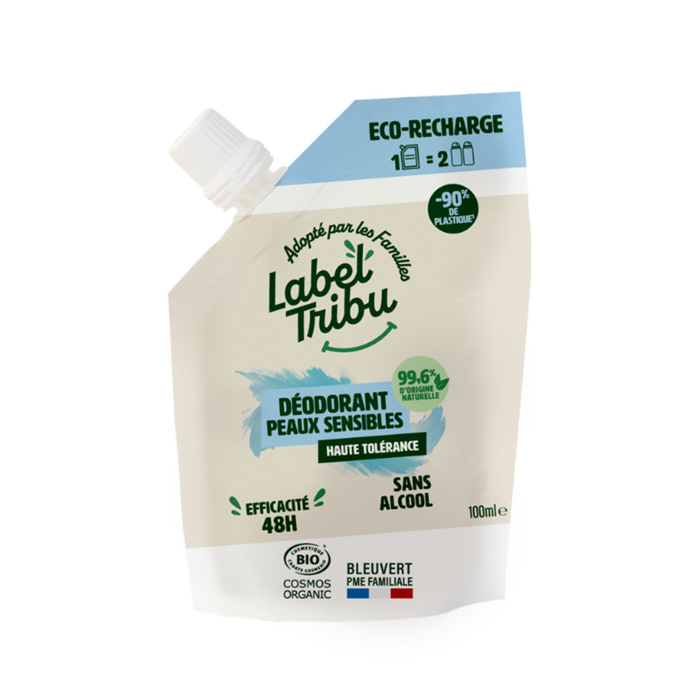 Label Tribu Recharge déodorant Peaux sensibles Haute tolérance 100ml