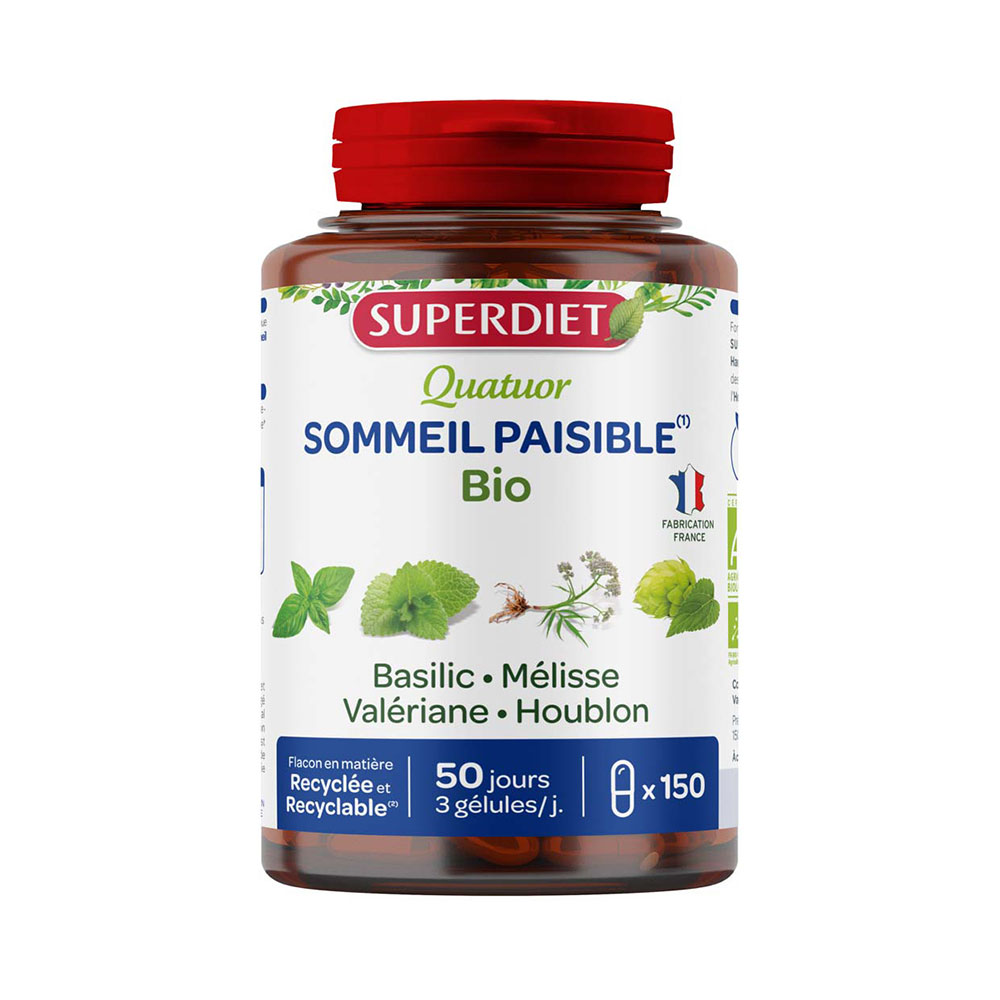 Superdiet Quatuor Sommeil Paisible Bio 150 Gélules