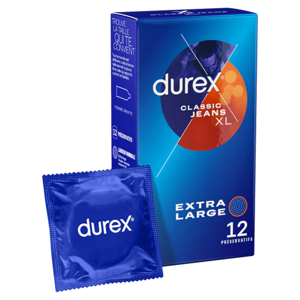 Durex Jeans Préservatifs Classic Lubrifiés XL x12